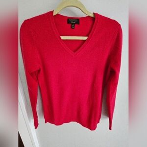 Charter Club 100% Cashmere V-Neck Sweater - Vibrant Red Size Small